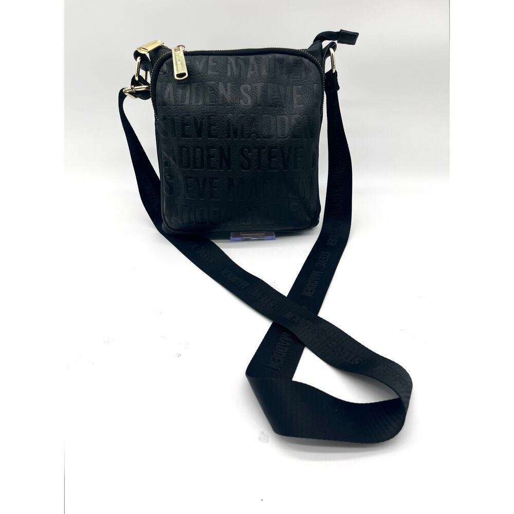 Steve Madden Embossed Leather Crossbody, Black